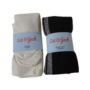 Cat & Jack Tights and Leggings Size 4-6X White and Black Pack of 2